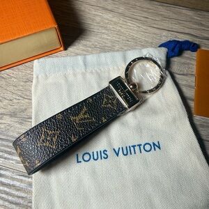 LV Louis Vuitton Monogram Key Holder KeyRing Leather Brown & Gold New W Dust Bag